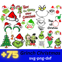 75 Grinch Svg Bundle, Christmas Svg, Grinch Svg, Santa Svg, Grinch Face Svg, Xmas Svg, Christmas Svg