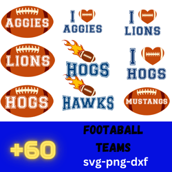 Footaball Teams Cut Files svg,png,dxf,60 files