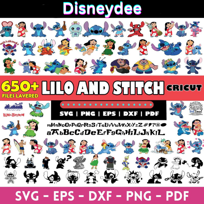 Mega bundle Lilo and stitch, stitch and angel, Bundle Layered SVG, Cricut and Silhouette, instant download.png