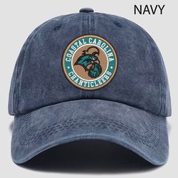 coastal carolina chanticleers ncaa embroidered distressed hat, ncaa coastal carolina logo embroidered hat, baseball cap