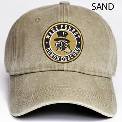 wake forest demon deacons ncaa embroidered distressed hat, ncaa wake forest demon logo embroidered hat, baseball cap