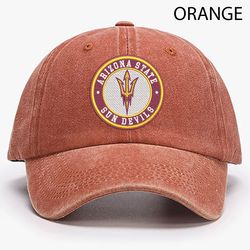 arizona state sun devils ncaa embroidered distressed hat, ncaa arizona state logo embroidered hat, baseball cap
