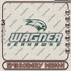 NCAA Wagner Seahawks Mascot Logo Emb Files, Wagner Seahawks Embroidery Design, NCAA Team Machine Embroidery Files