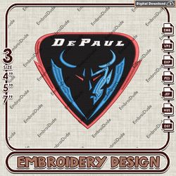 NCAA DePaul Blue Demons Logo Mascot Emb Files, NCAA DePaul Blue Embroidery Design, NCAA Team Machine Embroidery Files