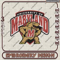 NCAA Maryland Terrapins Emb Logo Designs, NCAA Maryland Terrapins Emb Files, NCAA Team 3 sizes Machine Embroidery Files