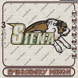 Siena Saints Mascot Logo Machine Embroidery Files, Siena Saints NCAA Team Embroidery Designs, NCAA Logo EMb Files