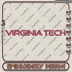 Virginia Tech Machine Embroidery Files, NCAA Virginia Tech Hokies Word Logo Embroidery Design, NCAA Logo EMb Files