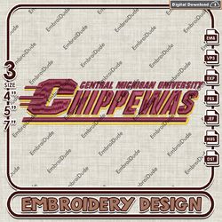 Central Michigan Chippewas, NCAA Machine Embroidery Files, CMU Chippewas Logo Embroidery Designs, Embroidery Files