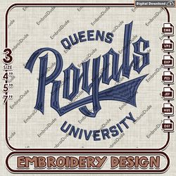 NCAA Queens University Royals Writing Logo machine embroidery files, NCAA Team embroidery, Queens University embroidery