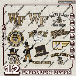 12 Wake Forest Demon Deacons Bundle Embroidery Files, NCAA Wake Forest Logo Embroidery Design, NCAA Bundle EMb Designs