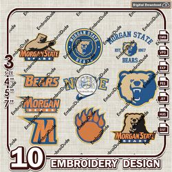 10 Morgan State Bears Bundle Embroidery Files, NCAA Morgan State Bears Logo Embroidery Design, NCAA Bundle EMb Designs