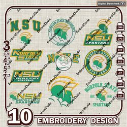 10 Norfolk State Spartans Bundle Embroidery Files, NCAA Team Logo Embroidery Design, NCAA Bundle EMb Designs