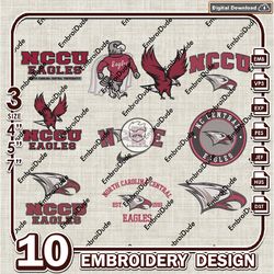 10 North Carolina Central Eagles Bundle Embroidery Files, NCAA Team Logo Embroidery Design, NCAA Bundle EMb Designs