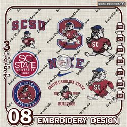 8 South Carolina State Bulldogs Bundle Embroidery Files, NCAA Team Logo Embroidery Design, NCAA Bundle EMb Designs