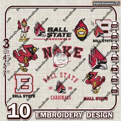 10 Ball State Cardinals Bundle Embroidery Files, NCAA Ball State Team Logo Embroidery Design, NCAA Bundle EMb Design