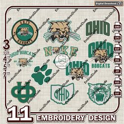 11 Ohio Bobcats Bundle Embroidery Files, NCAA Ohio Bobcats Team Logo Embroidery Design, NCAA Bundle EMb Design