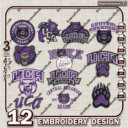 12 Central Arkansas Bears Bundle Embroidery Files, NCAA Team Logo Embroidery Design, NCAA Bundle EMb Design
