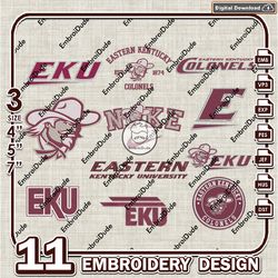11 Eastern Kentucky Colonels Bundle Embroidery Files, NCAA Team Logo Embroidery Design, NCAA Bundle EMb Design