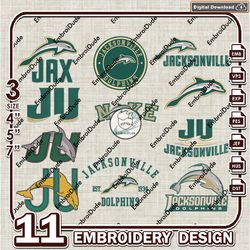 11 Jacksonville Dolphins Bundle Embroidery Files, NCAA Team Logo Embroidery Design, NCAA Bundle EMb Design