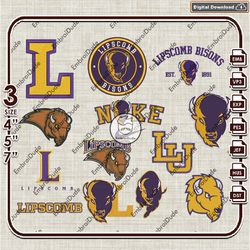 13 Lipscomb Bisons Bundle Embroidery Files, NCAA Team Logo Embroidery Design, NCAA Bundle EMb Design