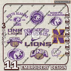 11 North Alabama Lions Bundle Embroidery Files, NCAA North Alabama Team Logo Embroidery Design, NCAA Bundle EMb Design