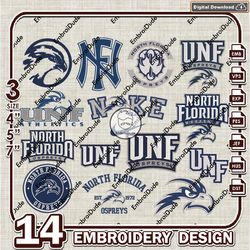14 North Florida Ospreys Bundle Embroidery Files, NCAA North Florida Team Logo Embroidery Design, NCAA Bundle EMb Design
