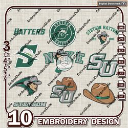 10 Stetson Hatters Bundle Embroidery Files, NCAA Stetson Hatters Team Logo Embroidery Design, NCAA Bundle EMb Design