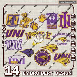 14 Northern Iowa Panthers Bundle Embroidery Files, NCAA Team Logo Embroidery Design, NCAA Bundle EMb Design