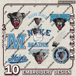 10 Maine Black Bears Bundle Embroidery Files, NCAA Maine Black Bears Team Logo Embroidery Design, NCAA Bundle EMb Design