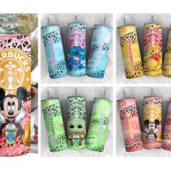 bundle cartoon coffee tumbler wrap, 20oz skinny tumbler, cartoon bear tumbler wrap, 20oz tumbler wrap