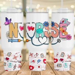 nurse gift 40oz quencher tumbler wrap, nurse tumbler png, gift for nurse, 40oz tumbler, sublimation design