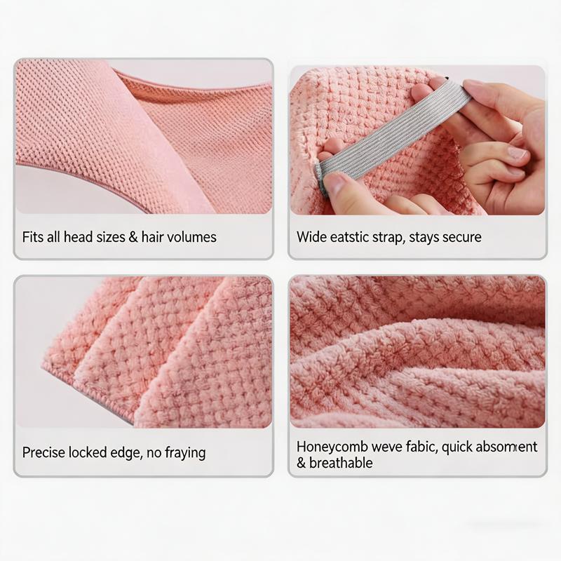 Ultra Absorbent Microfiber Hair Towel Wrap For Long Hair Quick Dry Waffle Turban 9