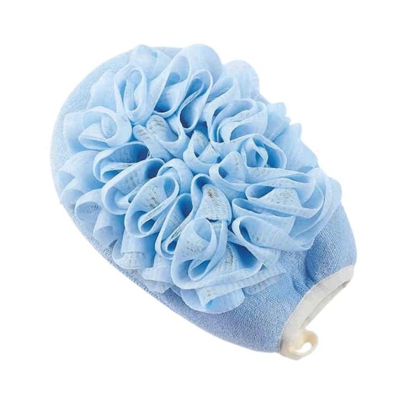 2 In 1 Bath Towel Gloves With Exfoliating Sponge Double Sided Body Scrub Mitt 6