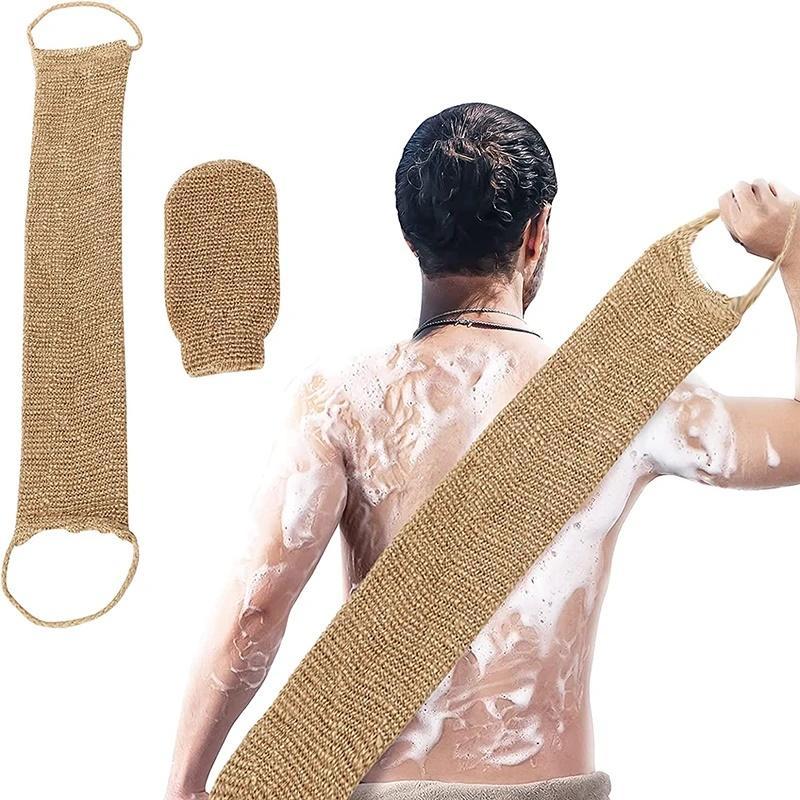Heavy Duty Double Sided Jute Back Scrubber Set With Gloves For Deep Exfoliating Shower Care 1