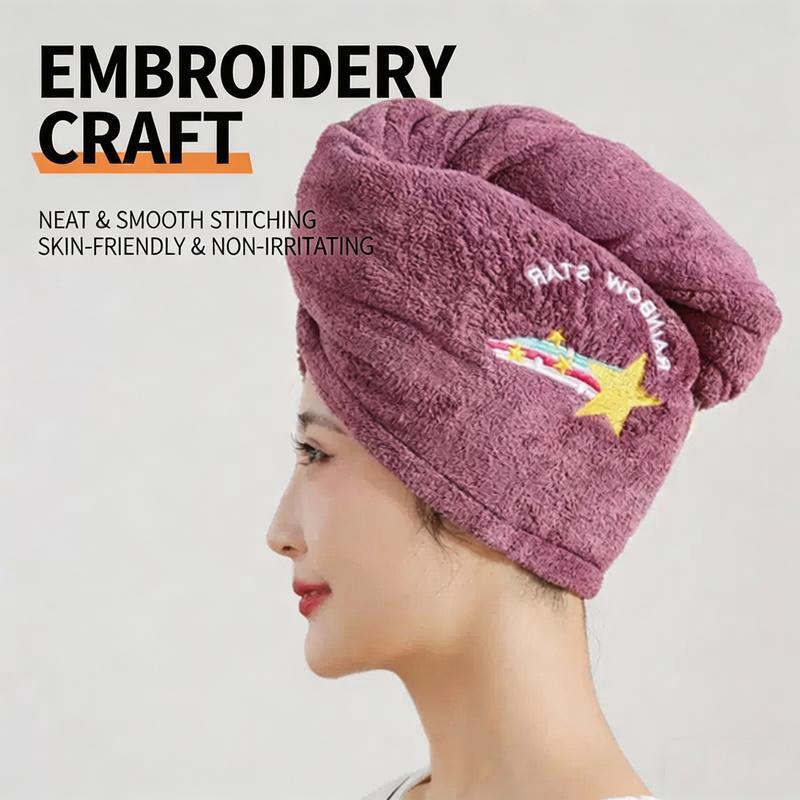 Quick Dry Microfiber Hair Towel Wrap With Soft Coral Fleece Secure Button For All Hair Types 3