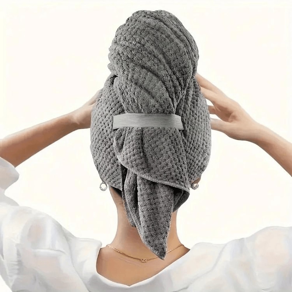 Ultra Absorbent Microfiber Hair Towel Wrap For Long Hair Quick Dry Waffle Turban 11