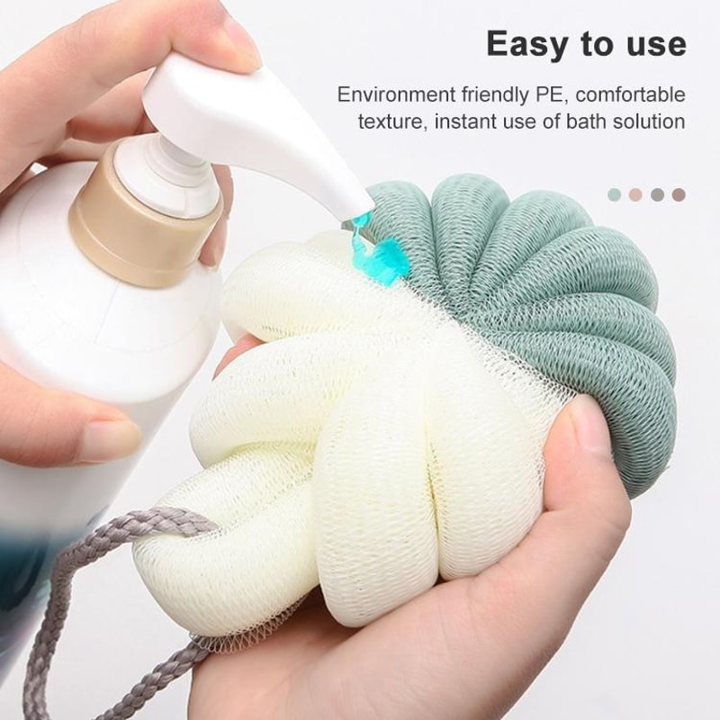 Soft Foaming Shower Loofah Ball With Hanging Loop Exfoliating Bath Sponge For Smooth Skin 4