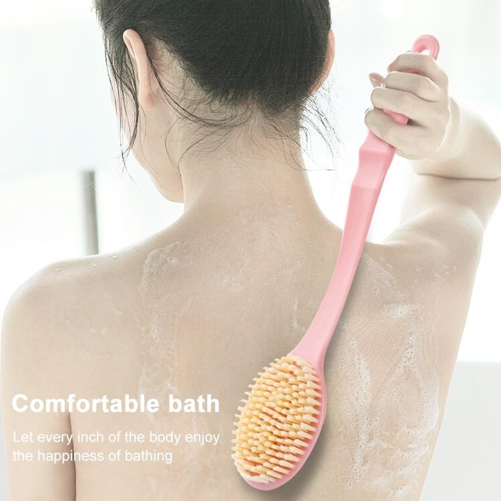 Long Handle Bath Brush Soft Bristle Back Scrubber For Deep Clean Gentle Massage 5