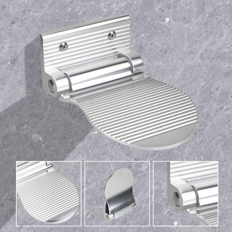 Foldable Wall Mounted Footrest Anti Slip Aluminum Shower Foot Rest For Elderly Pregnant Users 3
