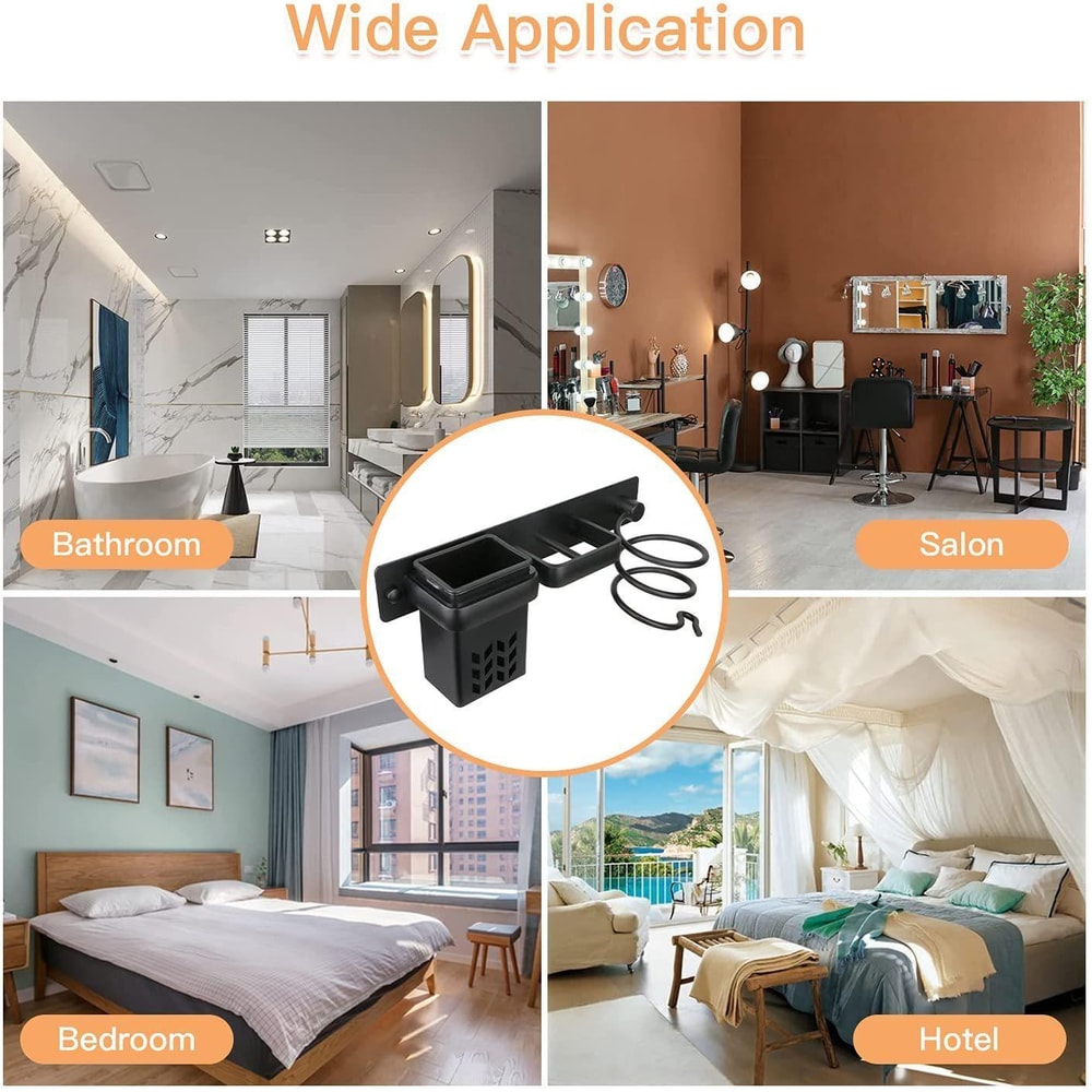 Wall Mounted Hair Dryer Holder With Straightener Storage Aluminum Bathroom Organizer 6