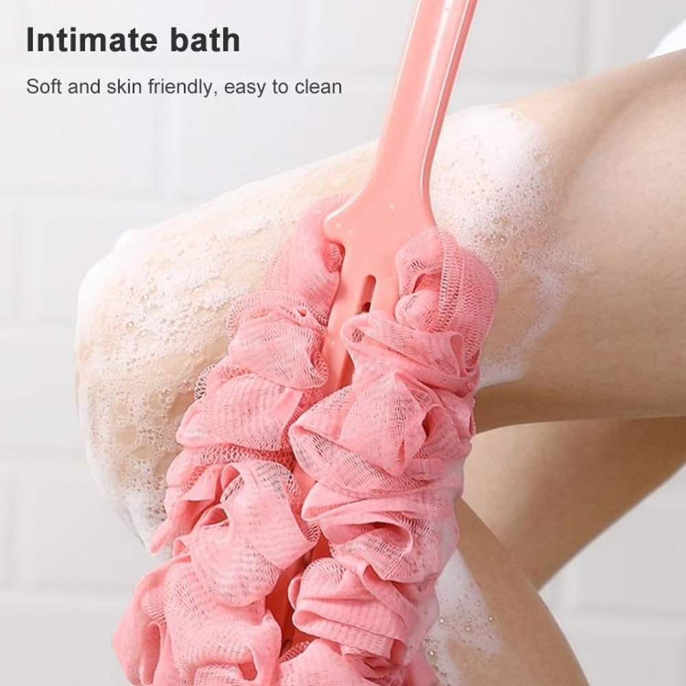 Non Slip Long Handle Bath Brush For Back Exfoliation Soft Mesh Shower Scrubber 7