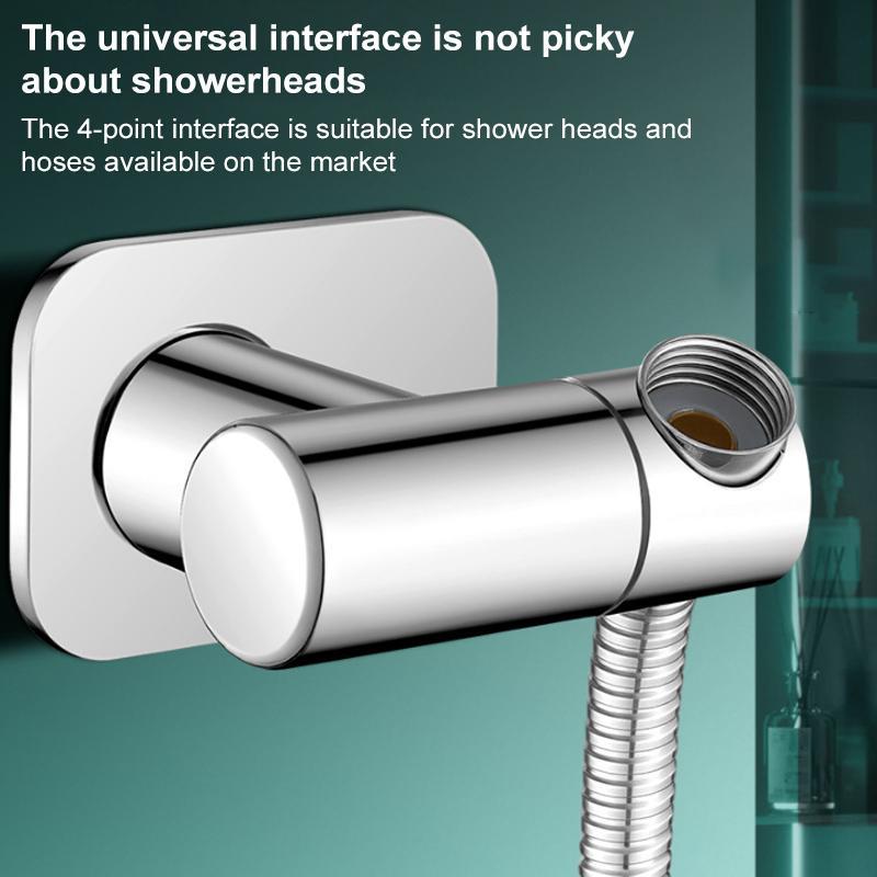 Stainless Steel Drill Free Shower Head Holder With 360 Rotation Adjustable Universal Mount 7