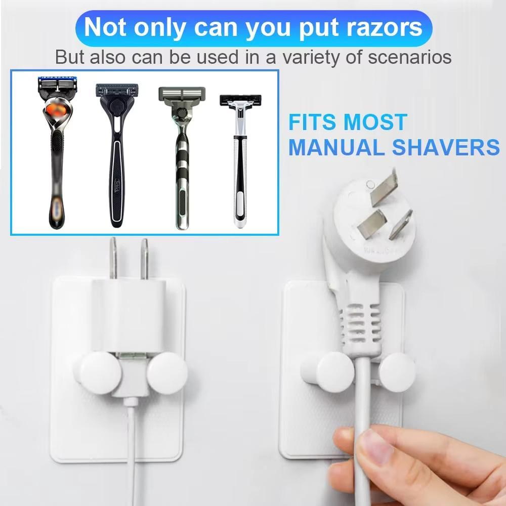No Drill Wall Mounted Razor Holder 3 Pack Adjustable Bathroom Organizer Hooks 5