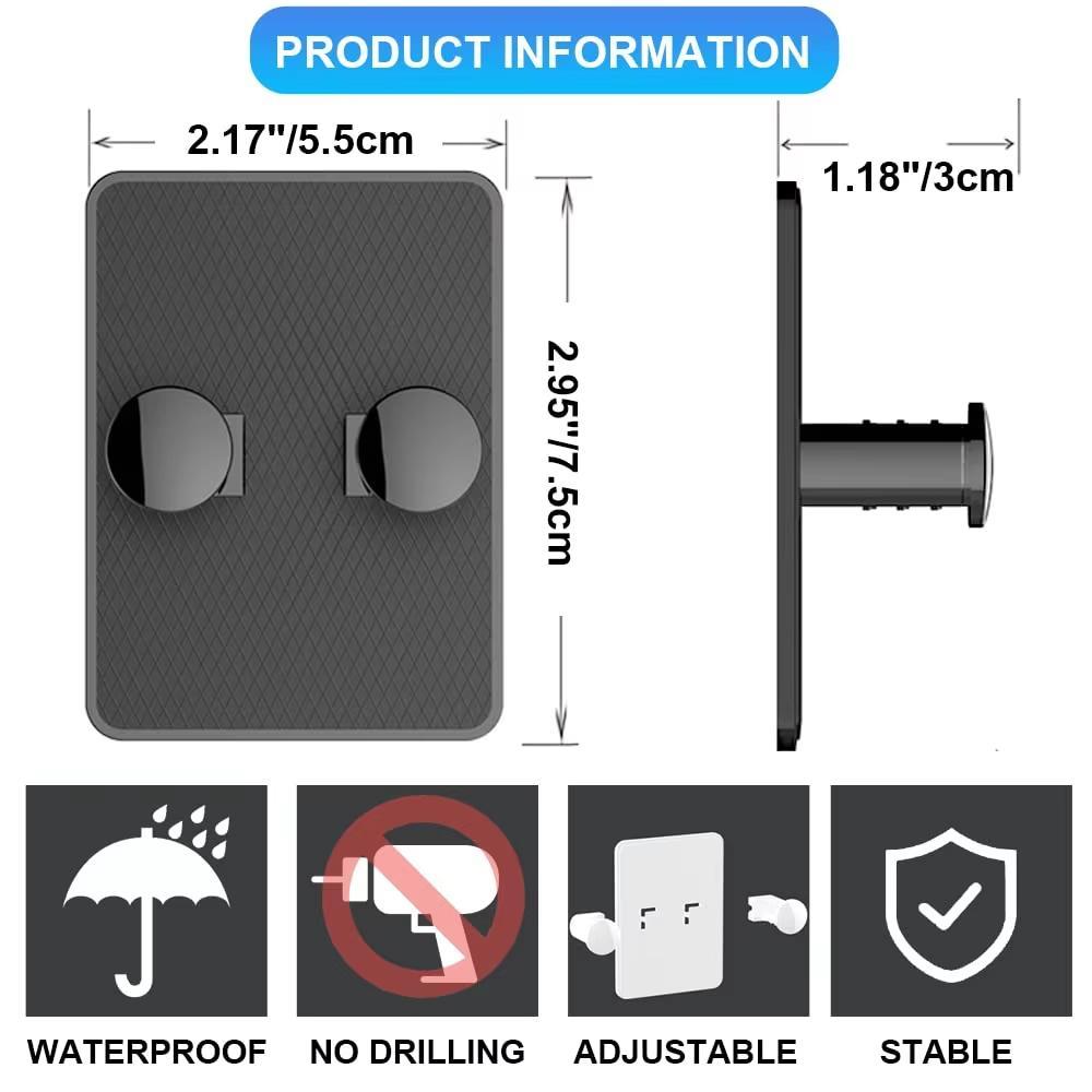 No Drill Wall Mounted Razor Holder 3 Pack Adjustable Bathroom Organizer Hooks 7