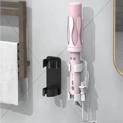 wall mounted curling iron holder with cord organizer and adjustable clamp