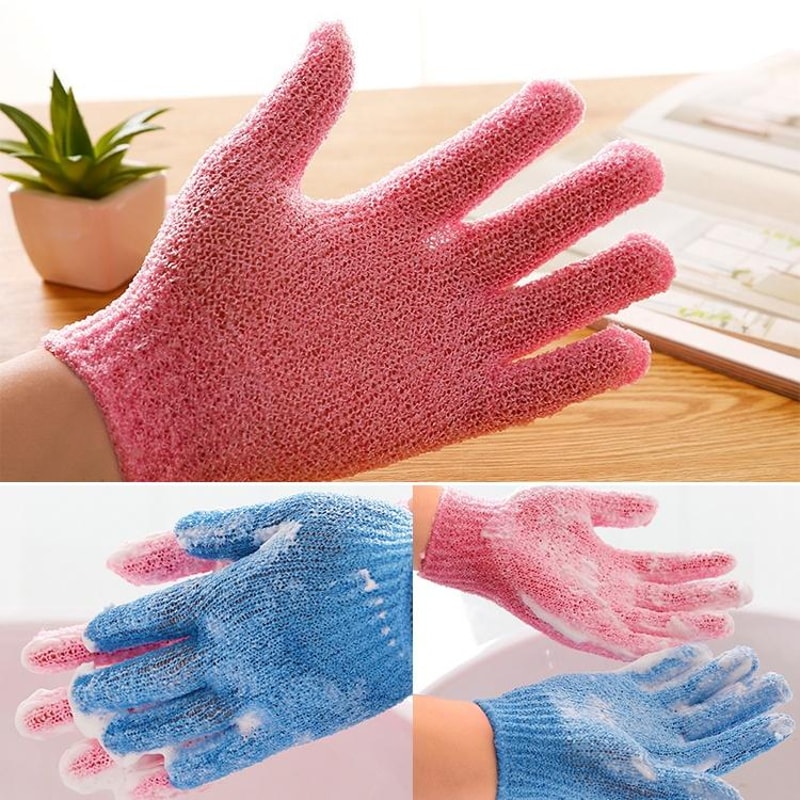 Exfoliating Bath Gloves For Smooth Skin Deep Clean Shower Scrub Body Mitt Set 10
