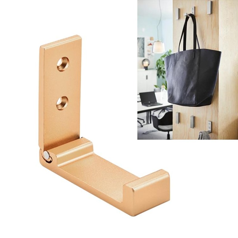 Foldable Wall Mounted Hooks Space Saving Collapsible Clothes Hanger Aluminum Robe Hook 4