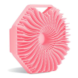 silicone body scrubber brush with strap hygienic bath brush for gentle exfoliation & travel