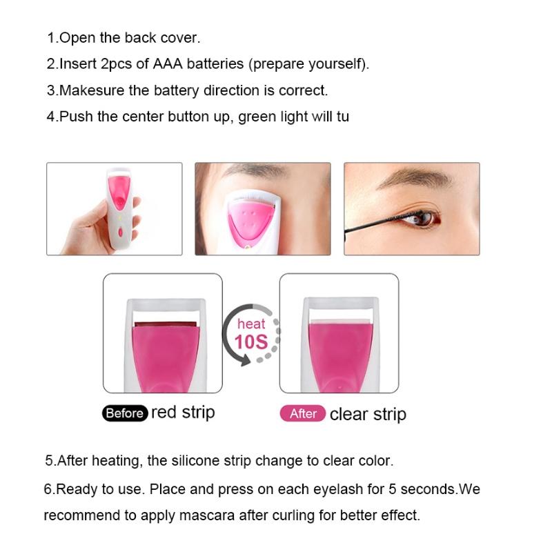 Heated Electric Eyelash Curler Fast Heat Lash Styler For Long Lasting Curl 5