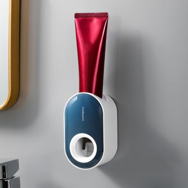 Automatic Toothpaste Dispenser Wall Mounted Rack Hygienic Squeezer for Family Bathroom